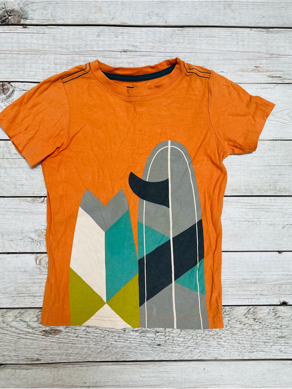 Tea Collection Orange Tee with Surfboard Graphic